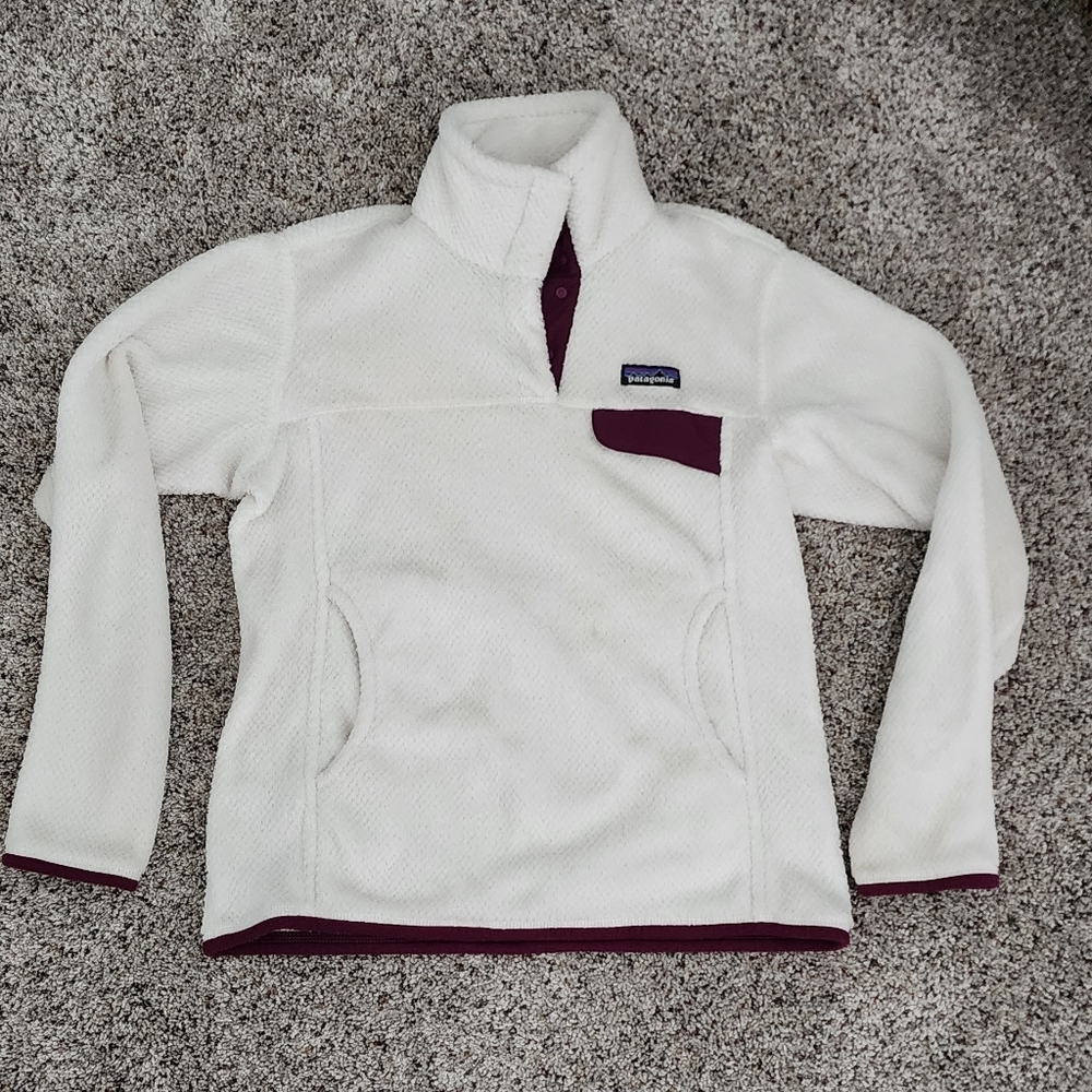 Patagonia pullover maroon and white